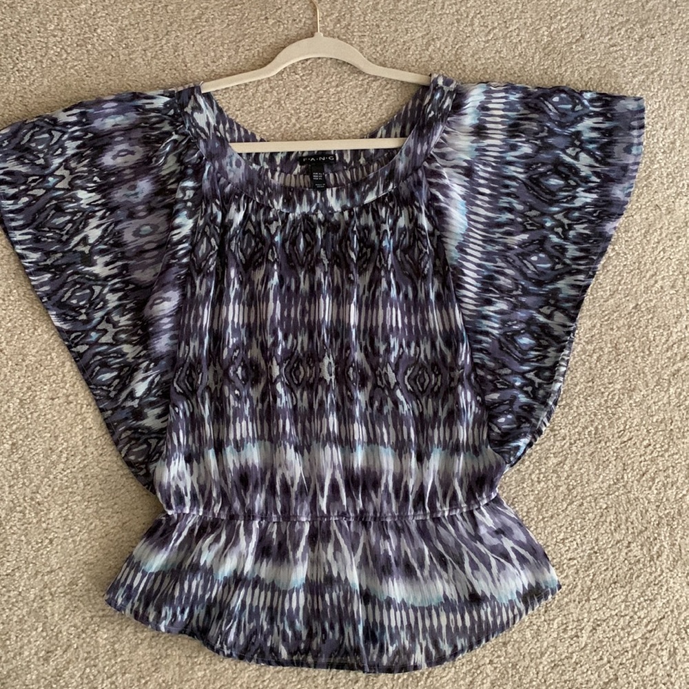 FANG Women’s Light/Airy Top Size XL, colors white,blue,purple and elastic waist - Picture 7 of 15
